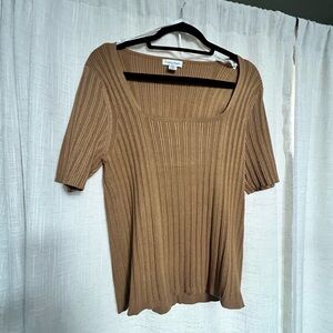 Calvin Klein Brown Ribbed Knit Top